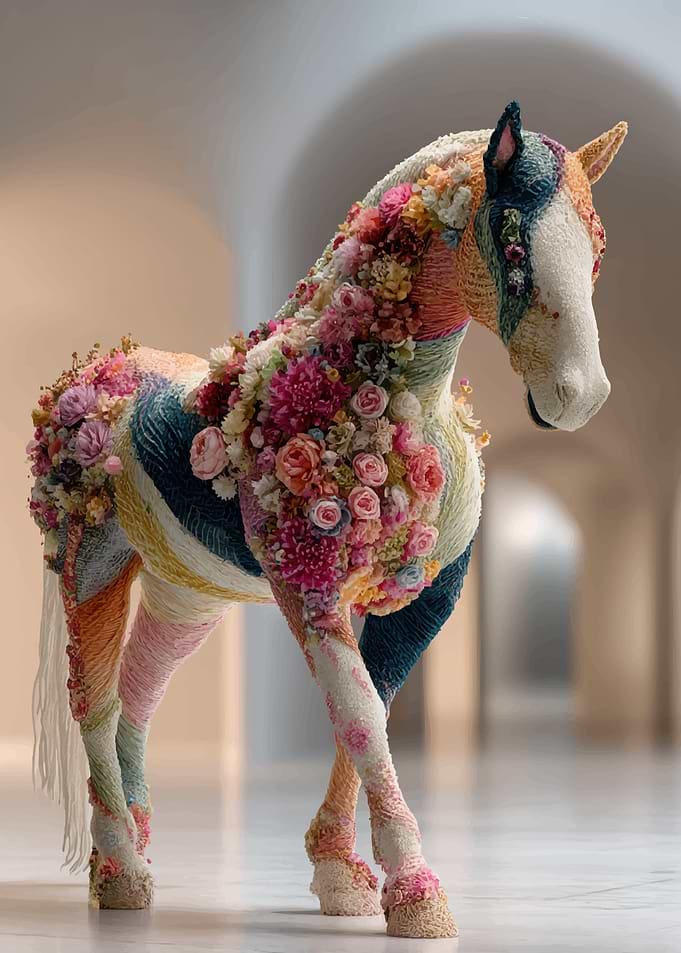 Floral Horse Sculpture