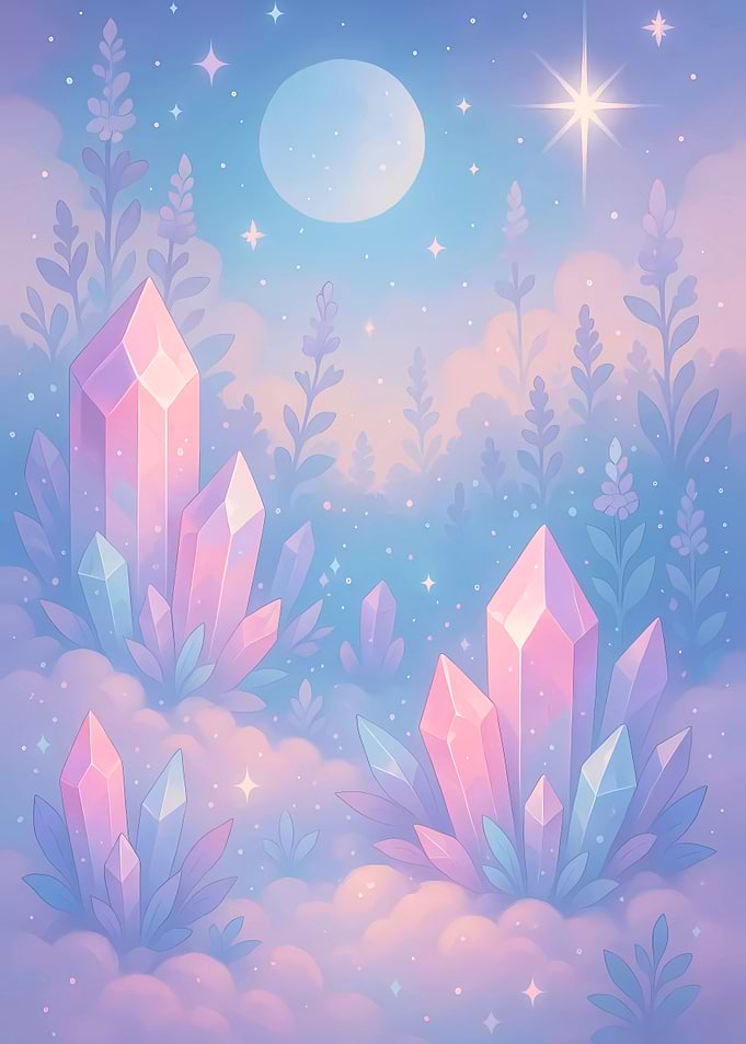 Luminescent Crystal Garden Beneath the Lunar Glow
