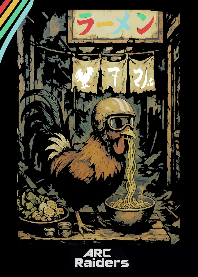 Ramen-Eating Chicken with Helmet