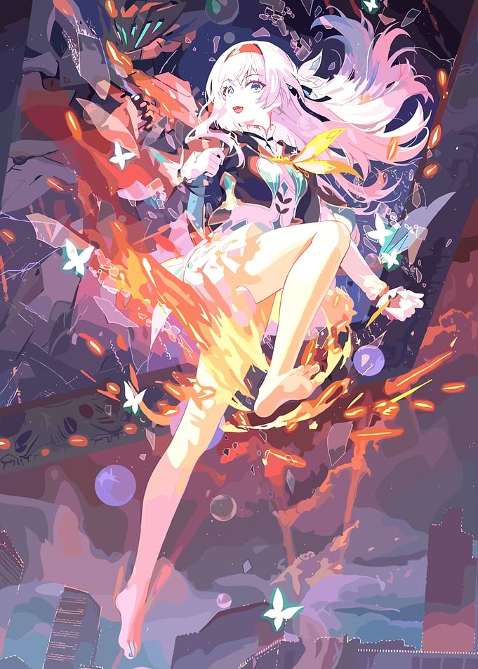 Anime Girl in Dynamic Action Pose