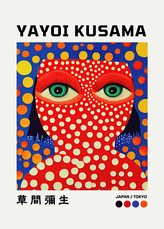 Yayoi Kusama Portrait with Polka Dots