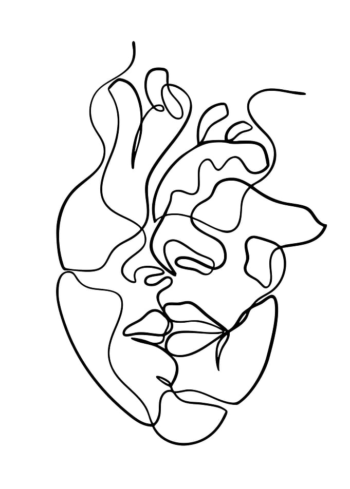 Abstract Face Line Art