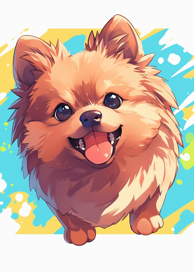 Happy Pomeranian Dog Cartoon Illustration