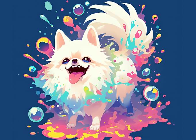 Happy Dog with Colorful Splashes