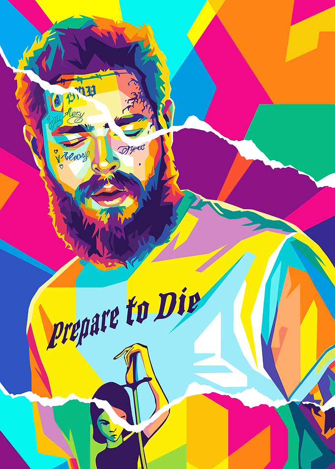 Post Malone Colorful Pop Art Portrait