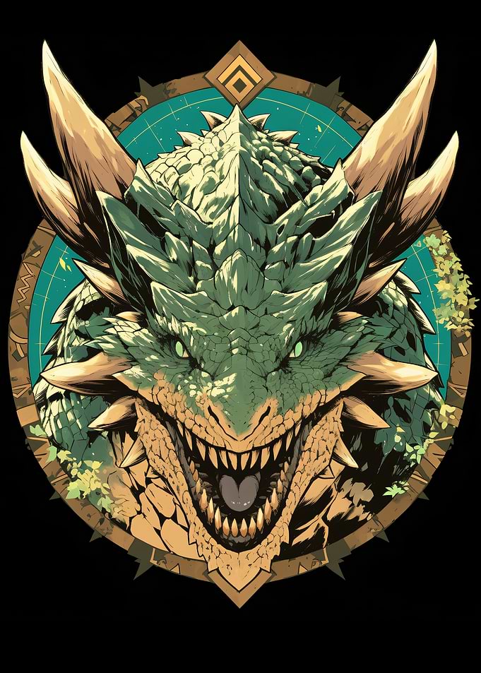 Green Dragon Head Illustration
