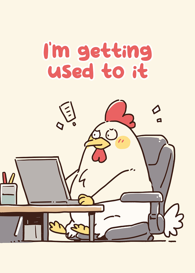 Chicken Working on Laptop Cartoon