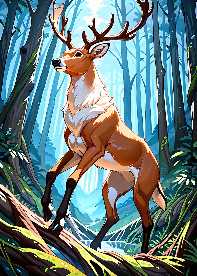 Deer in Forest Digital Art