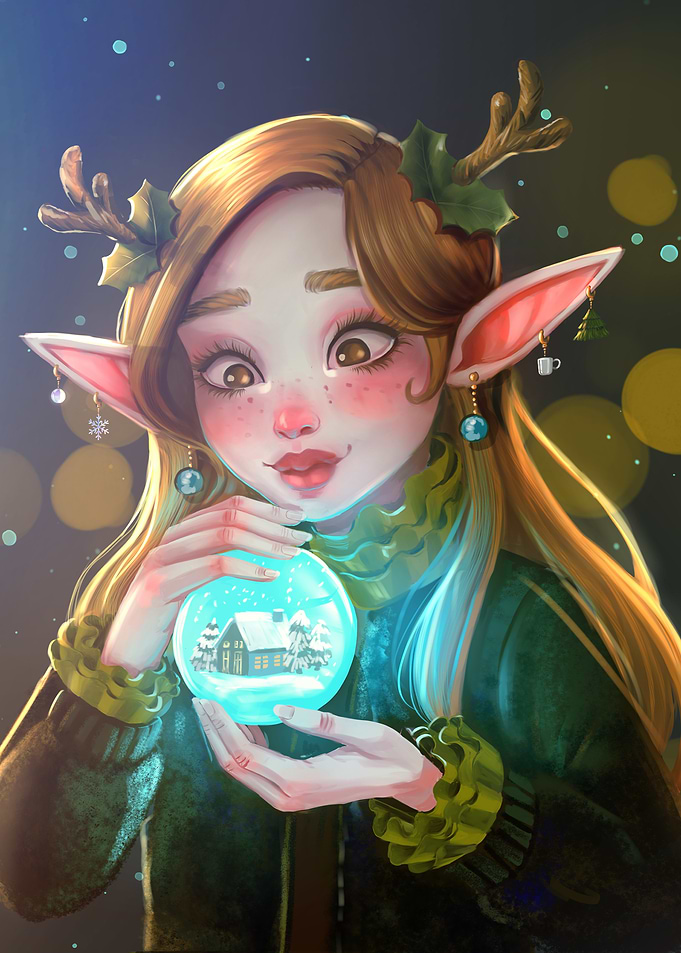 Winter Elf with Snow Globe