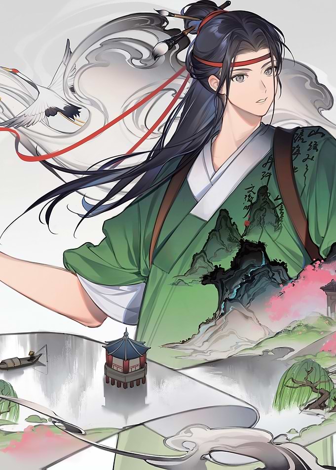 Anime Man in Landscape Kimono