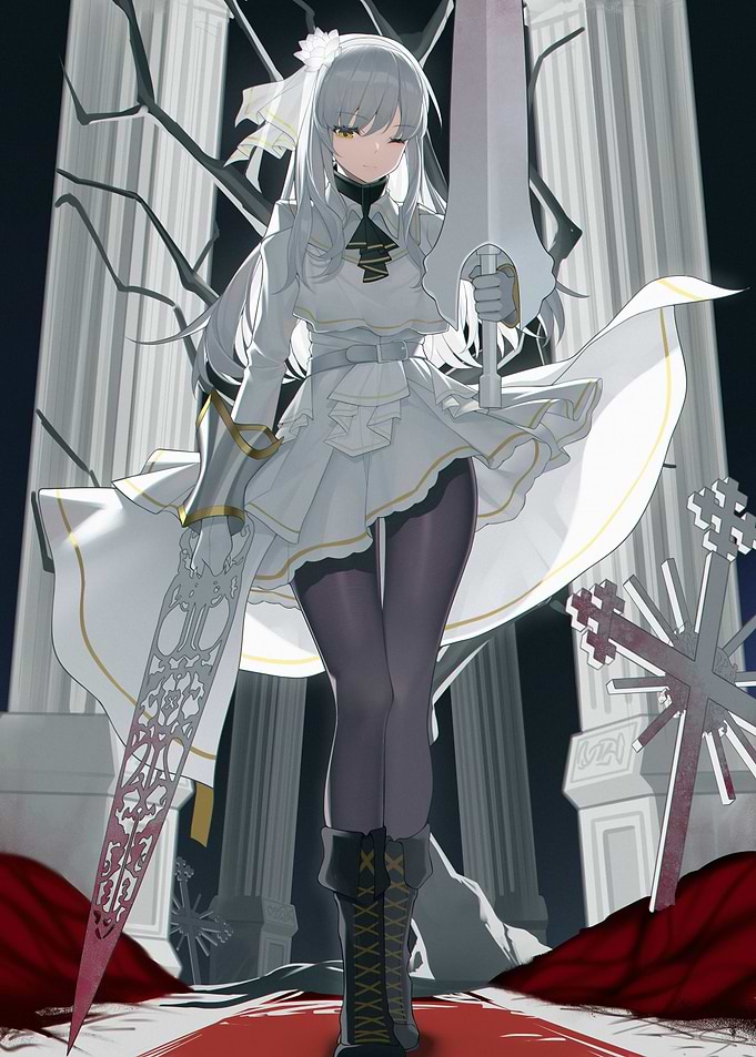 Anime Girl with Swords in Fantasy Setting