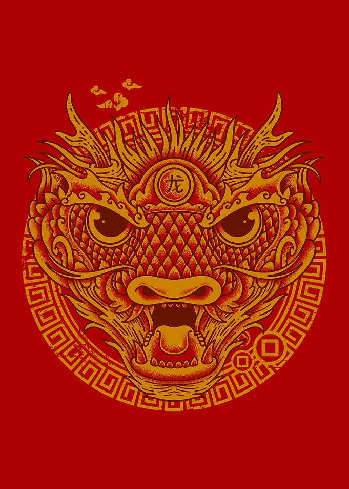 Chinese Dragon Head Illustration