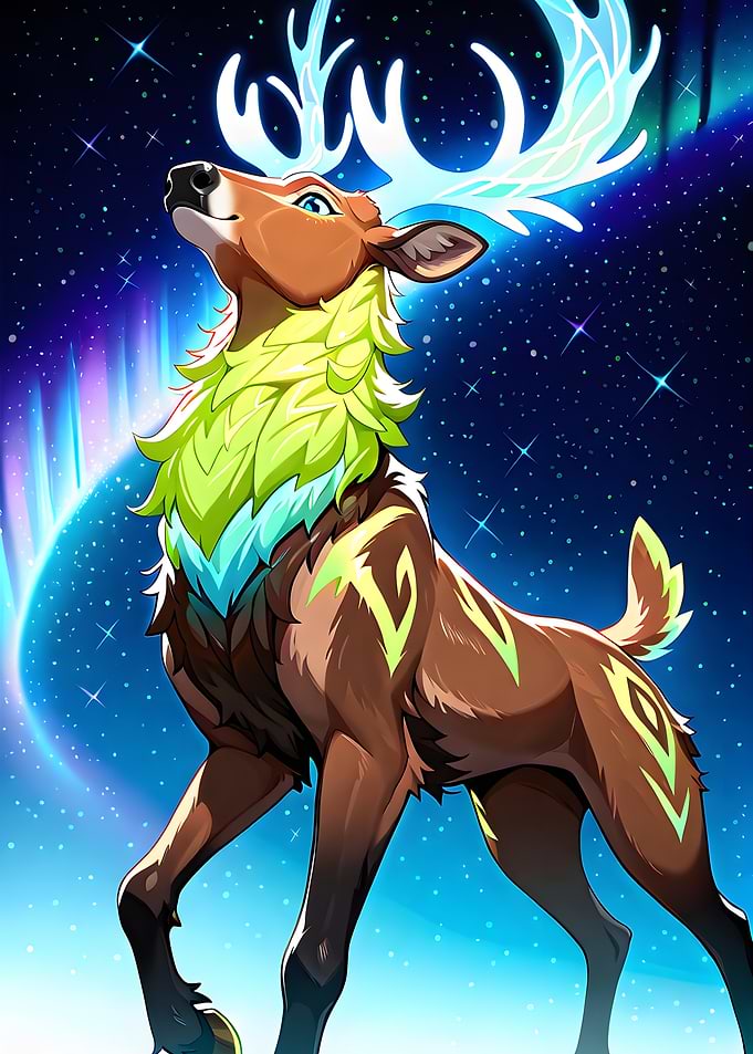 Stylized Deer with Glowing Antlers
