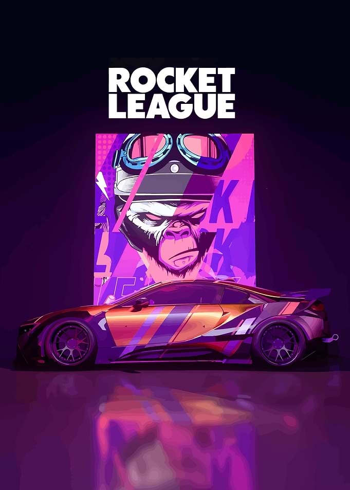 Rocket League Car and Gorilla Art