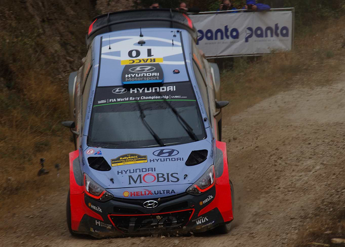 Hyundai Rally Car on Dirt Road