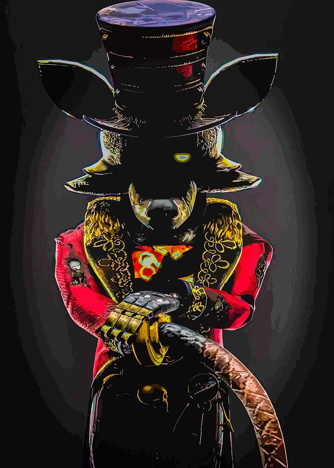 Fox Samurai Warrior with Top Hat