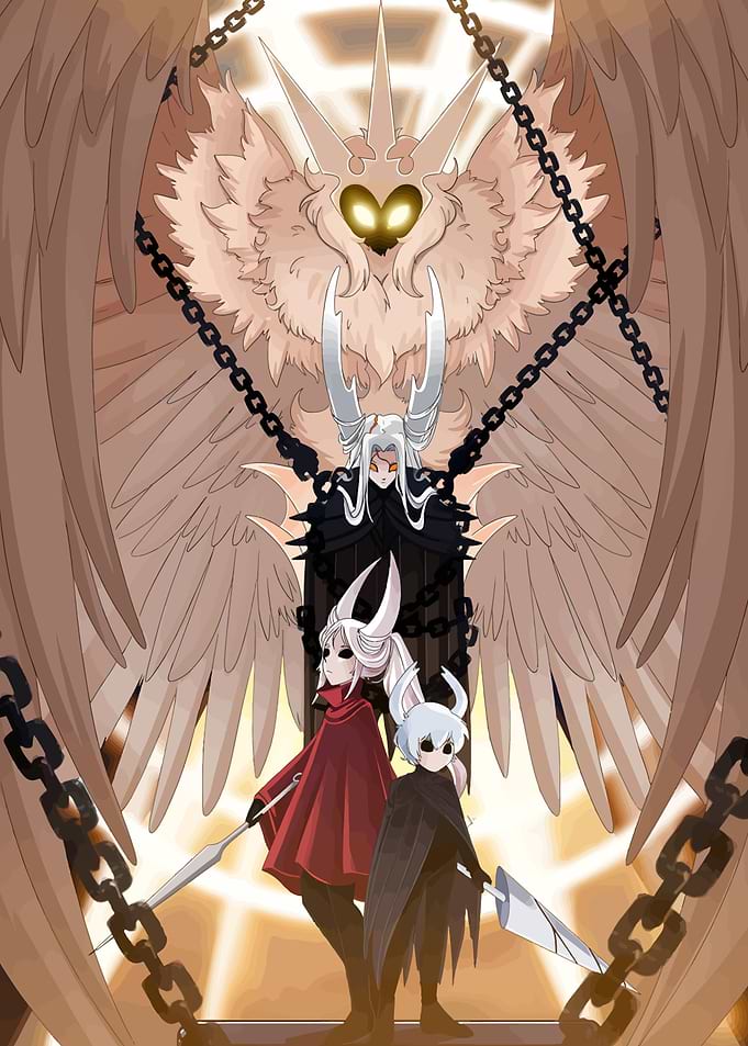 Hollow Knight characters with winged figure