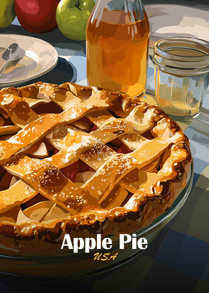 Apple Pie Still Life Illustration