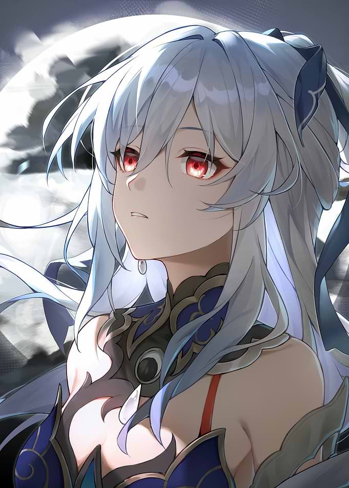 Anime Girl with White Hair and Red Eyes