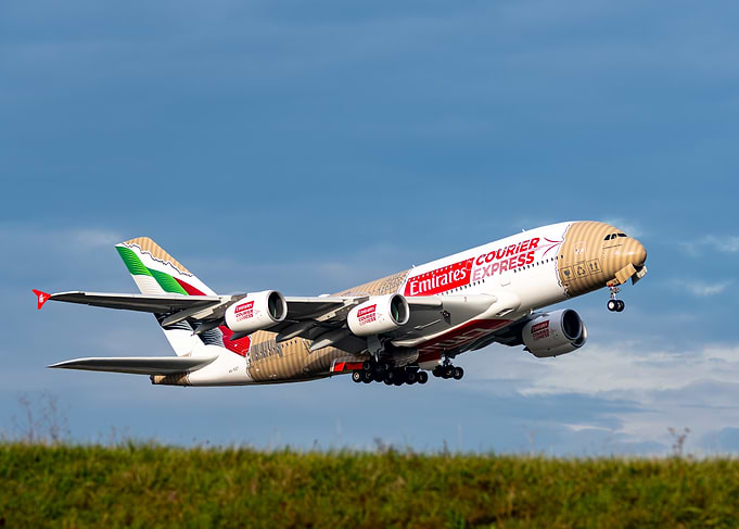 Emirates Courier Express A380 Taking Off