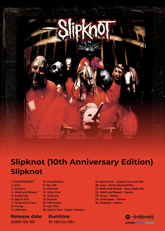 Slipknot 10th Anniversary Edition Album Cover