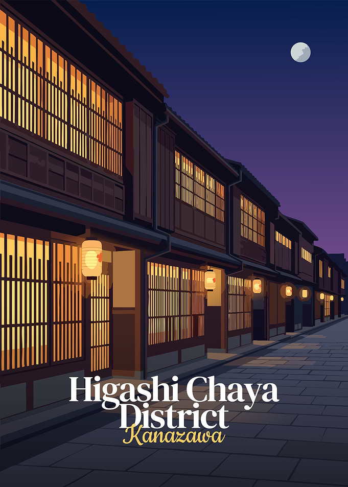 Higashi Chaya District Kanazawa Illustration