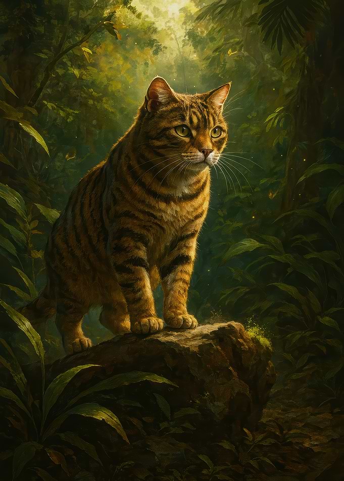 Striped Cat in Jungle