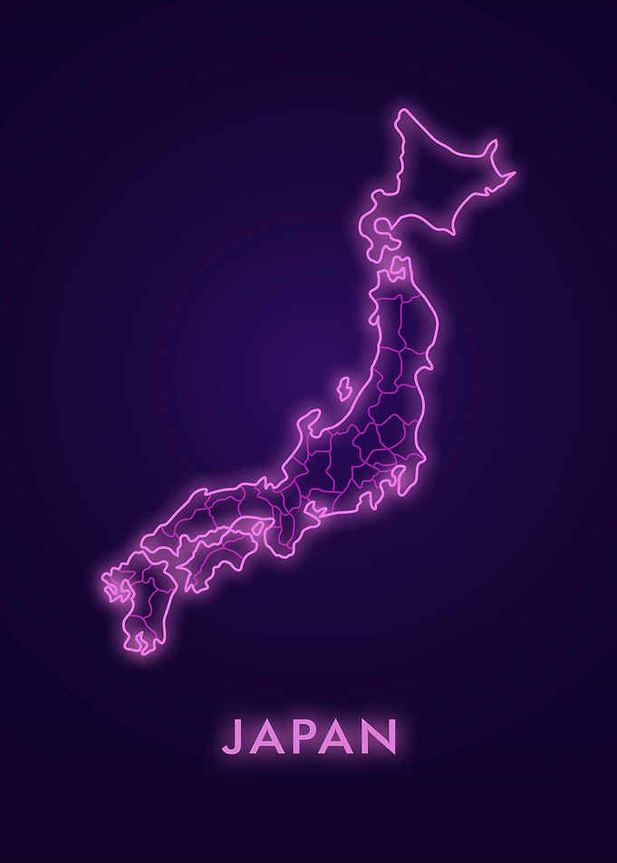 Neon Japan Map