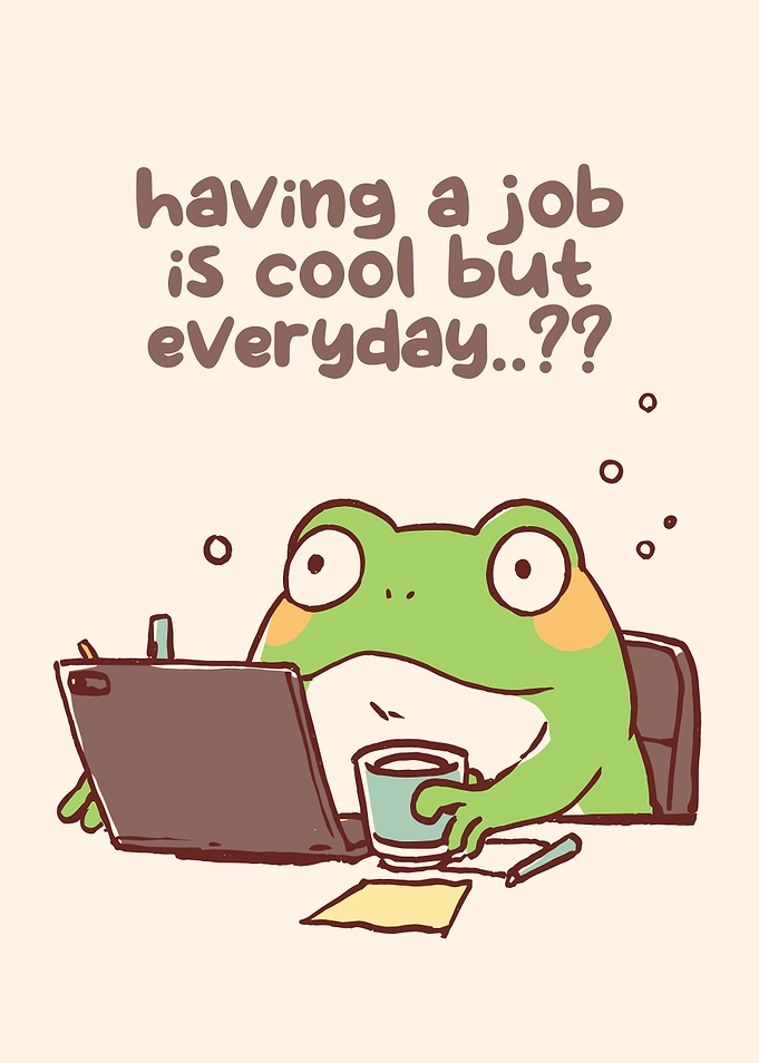 Frog Working Everyday Cartoon