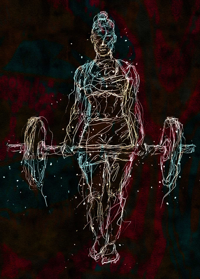 Weightlifting Woman Abstract Art