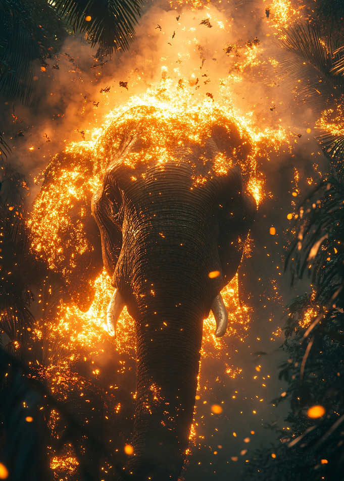 Fiery Elephant in Jungle