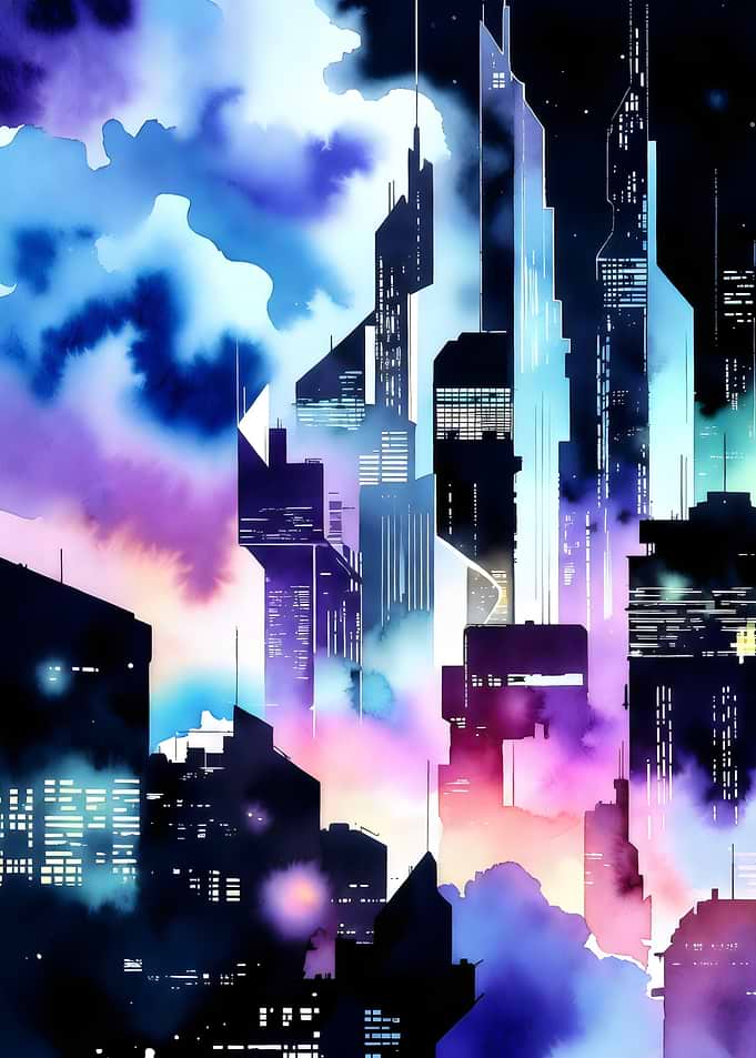 Futuristic Cityscape at Night