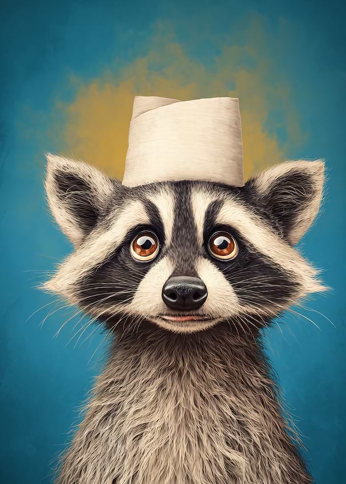 Raccoon with a hat