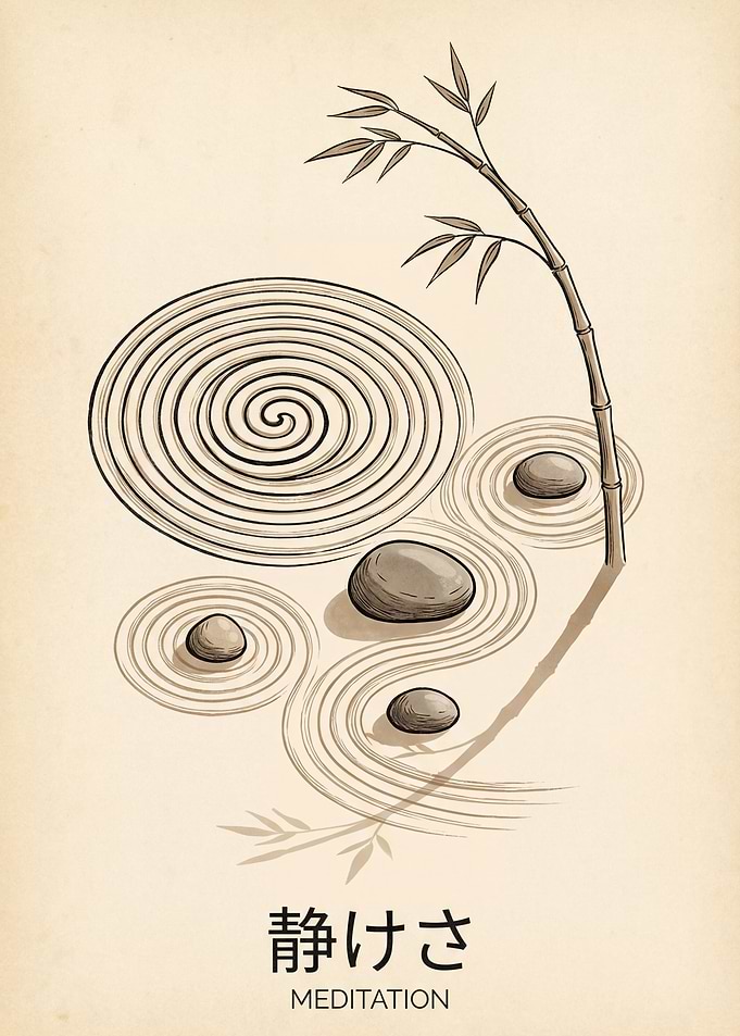 Zen Garden Meditation Illustration