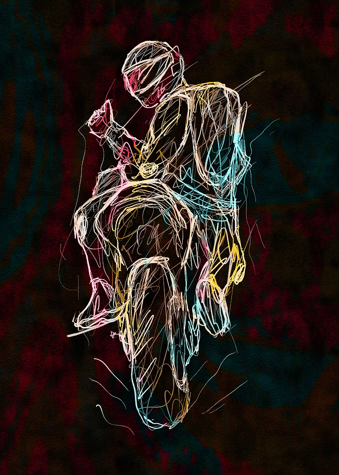 Motorcycle Rider Abstract Digital Art