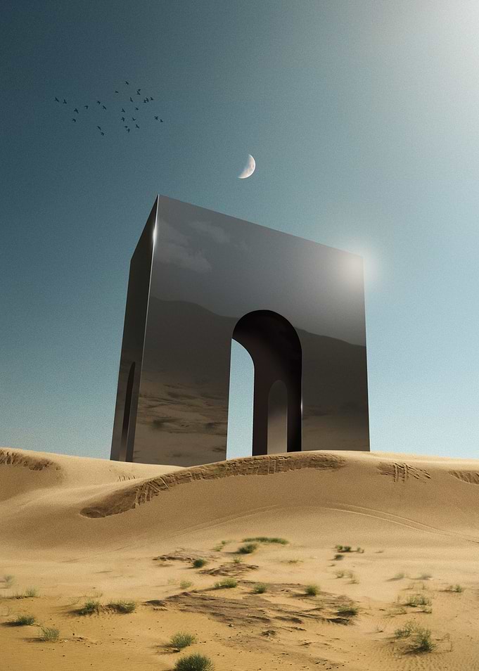 Monolith in Desert Landscape