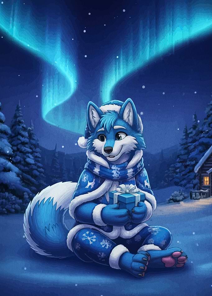 Winter Fox with Gift