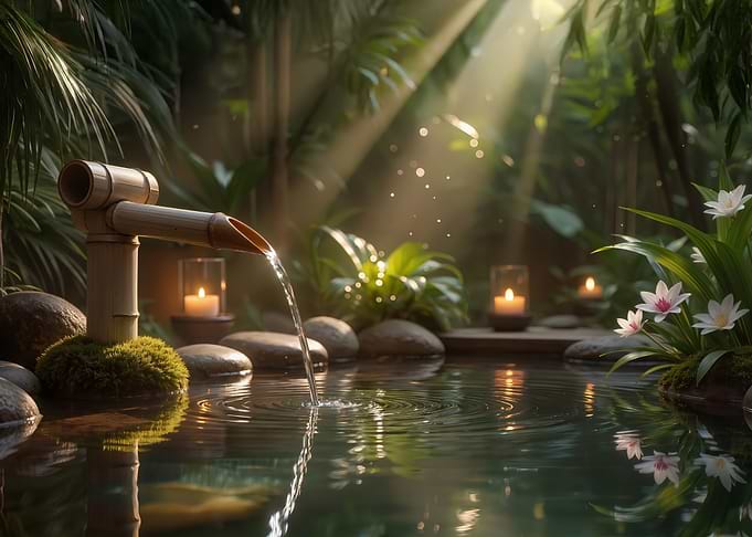 Zen Garden with Bamboo Fountain