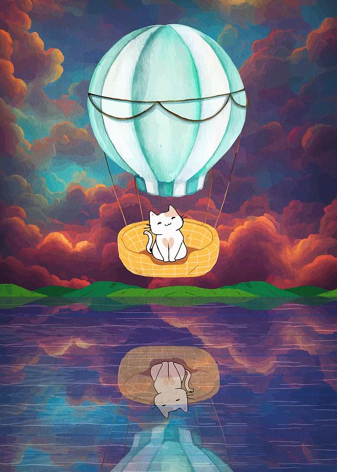 Cat in Hot Air Balloon