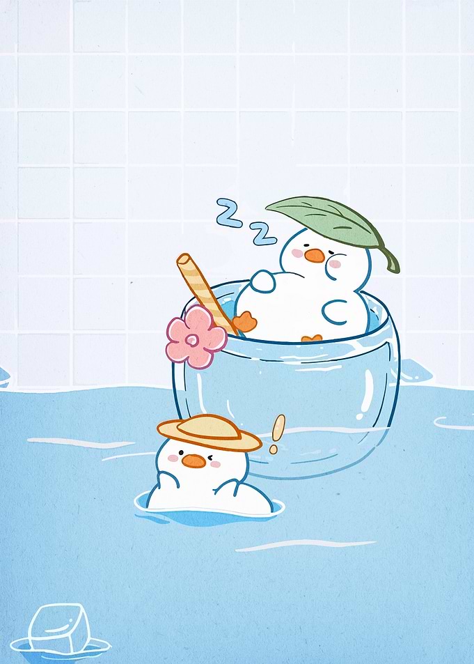 Cute Ducks Relaxing in Water