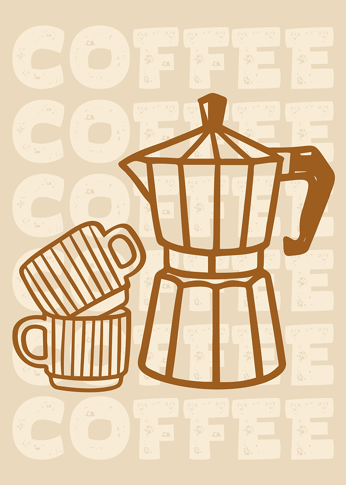 Coffee Pot and Cups Illustration