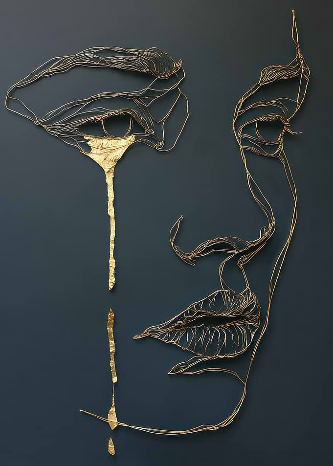 Golden Wire Face with Tear
