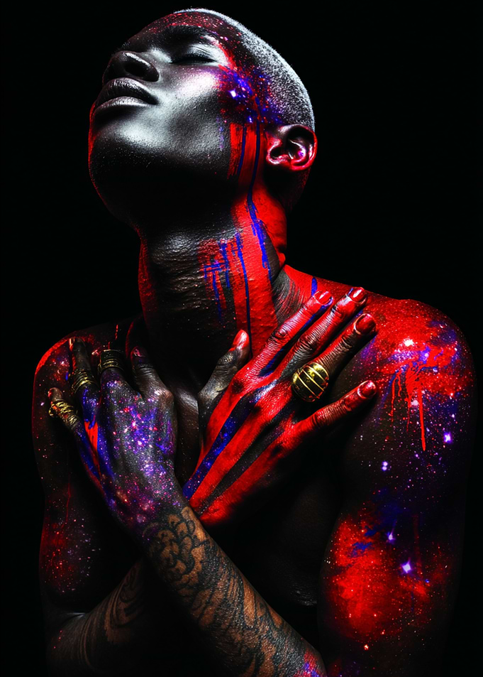 Painted Figure in Cosmic Colors