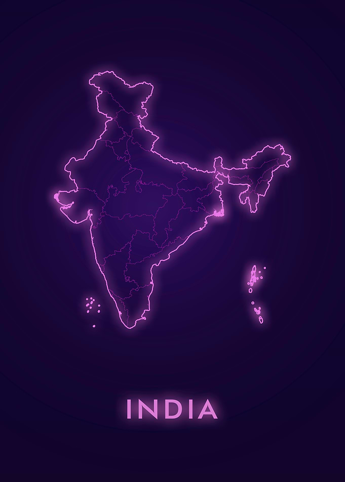 Neon India Map