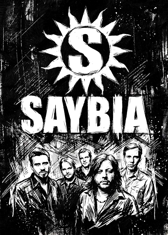 Saybia Band Black and White Poster