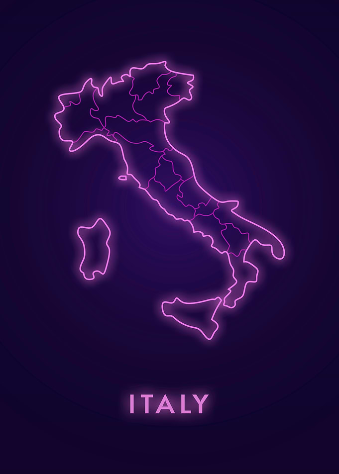 Neon Italy Map