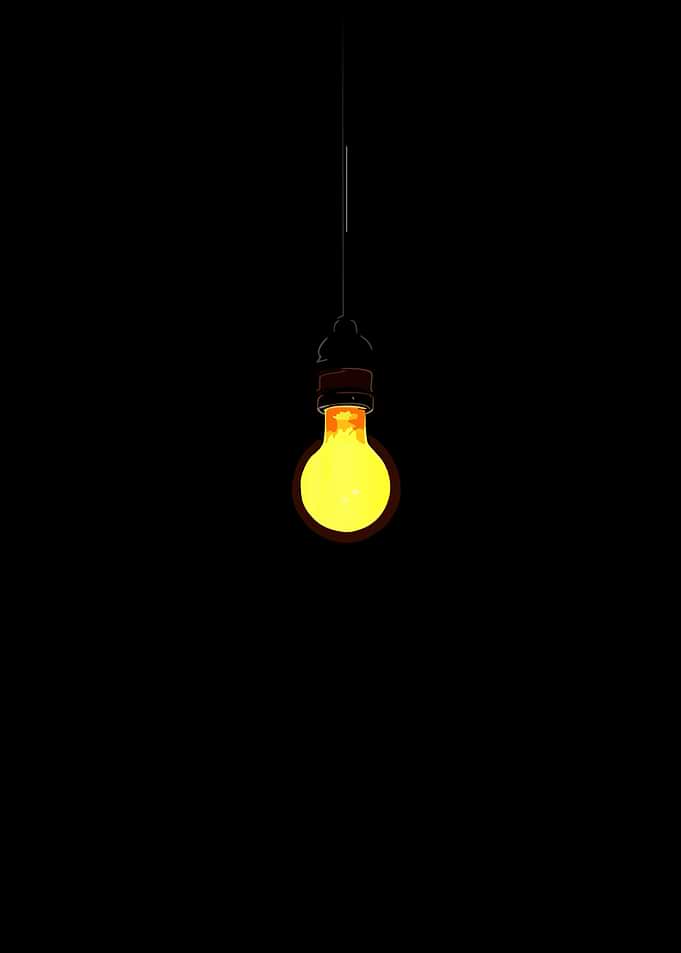Glowing Light Bulb on Black Background