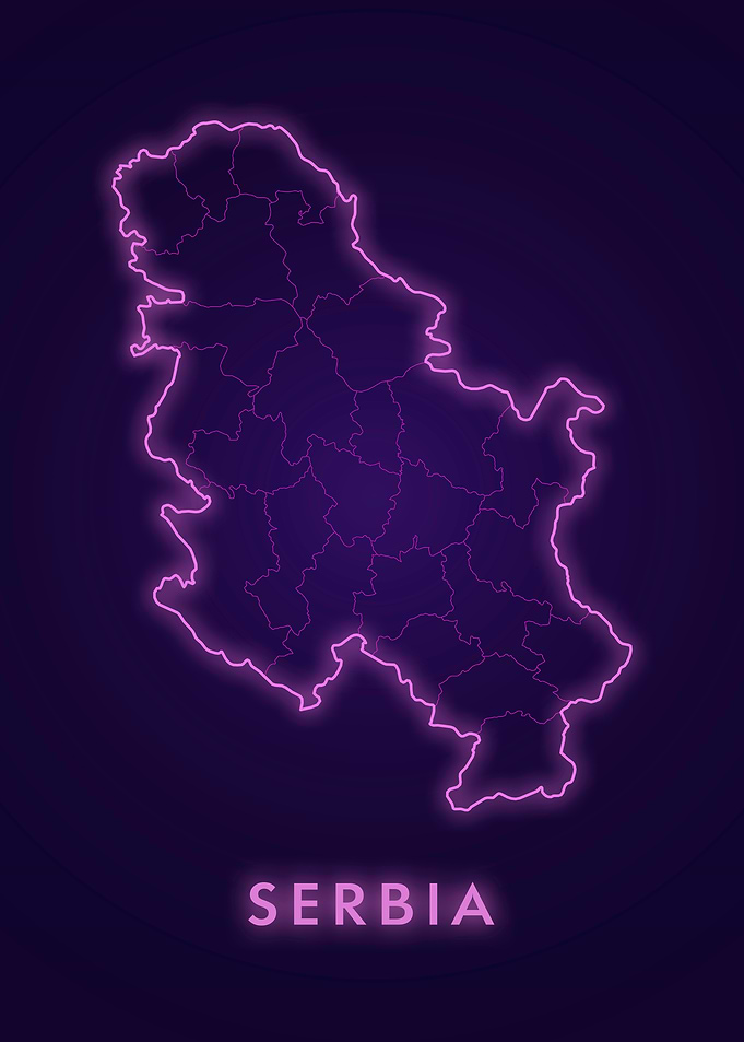 Serbia Neon Map