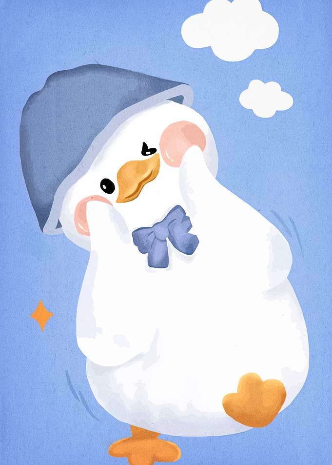Cute Duck with Hat Illustration