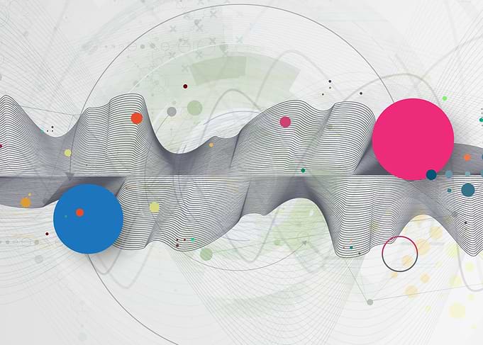 Abstract Waveform with Colorful Circles